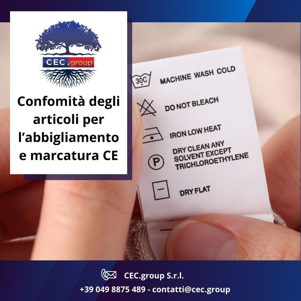 conformità abbigliamento e marcatura ce